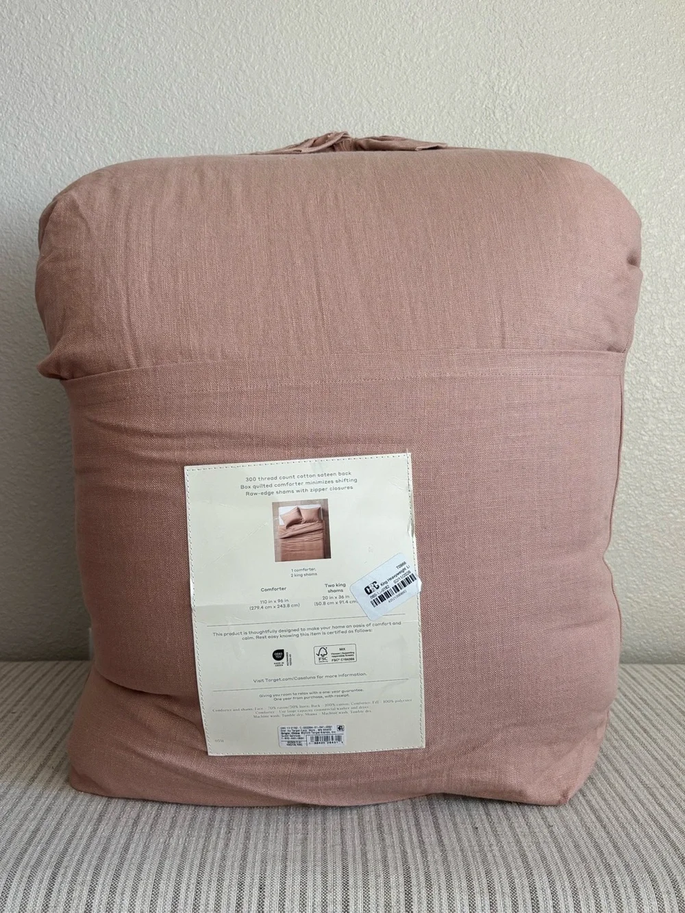 NWT King/ California King Heavyweight Linen Blend Comforter and Sham Set